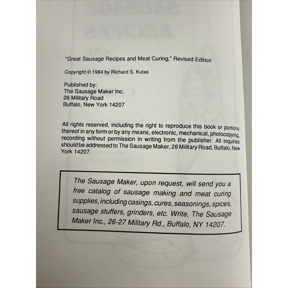Great‎ Sausage Recipes And Meat Curing by Rytek Kutas 1984 Revised HC w/DJ